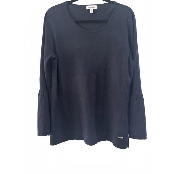 Calvin Klein Navy Bell Sleeve Sweater – Size Large - Picture 1 of 3